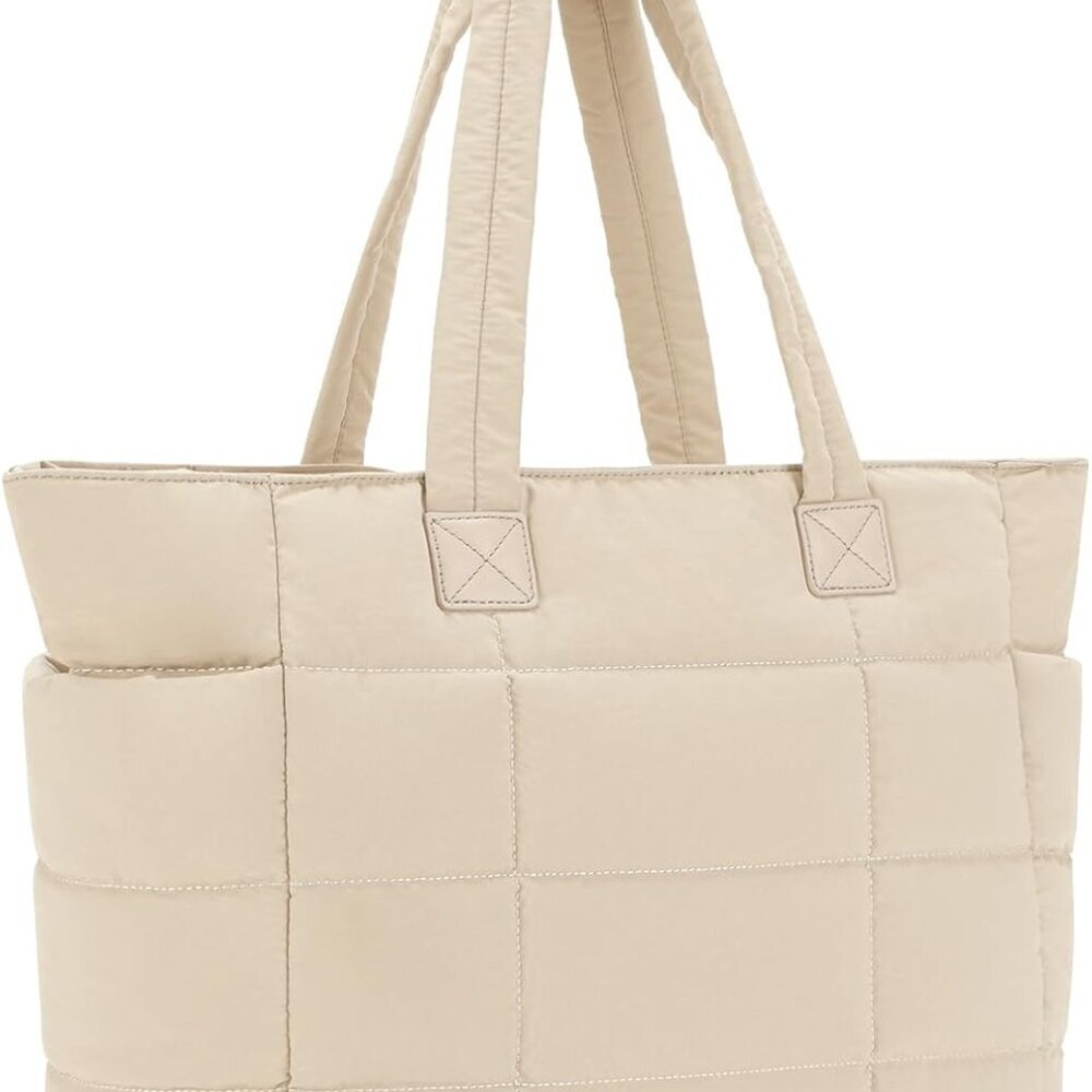 Women Tote Bag Polyester Lightweight Puffer Zipper Work Gym Travel Purse
